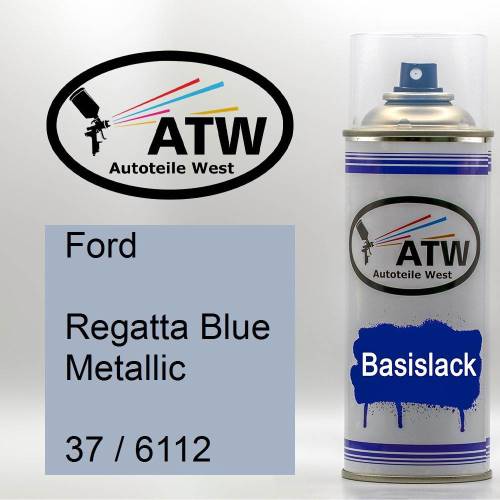 Ford, Regatta Blue Metallic, 37 / 6112: 400ml Sprühdose, von ATW Autoteile West.
